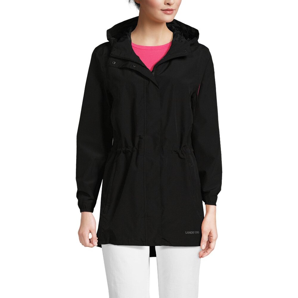 NWOT Lands' End Women's Black Squall Packable Waterproof Jacket XLT
